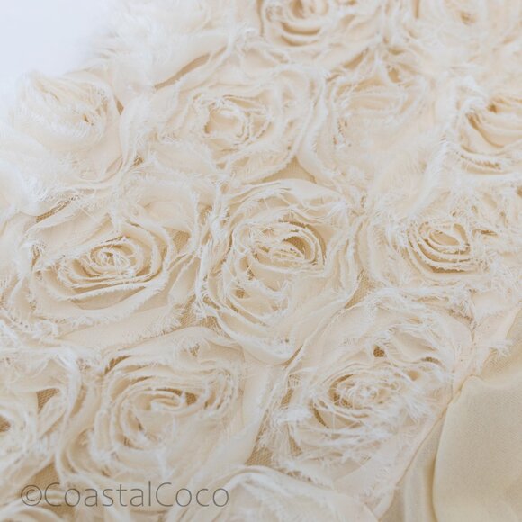 Pretty Angel Ivory Floral Rosette Ruffle Vest L Silk Blend Whimsical Festival - Picture 8 of 12